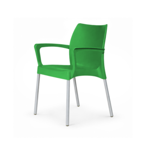 Poly armchair with aluminium legs
